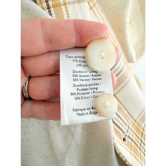 Sezane | Sézane | Veste Christie Jacket in Carreau Beige Ochre Bordeaux Sz 34/2 - Picture 9 of 12
